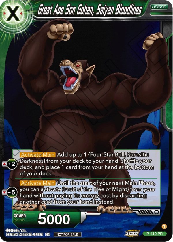 Great Ape Son Gohan, Saiyan Bloodlines (Zenkai Series Tournament Pack Vol.1) (P-412) [Tournament Promotion Cards] Sale