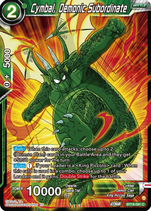 Cymbal, Demonic Subordinate (BT18-081) [Dawn of the Z-Legends] For Discount