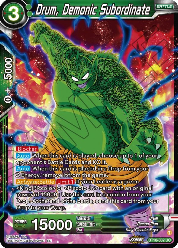 Drum, Demonic Subordinate (BT18-082) [Dawn of the Z-Legends] Discount