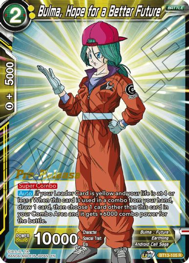 Bulma, Hope for a Better Future (BT13-105) [Supreme Rivalry Prerelease Promos] Sale