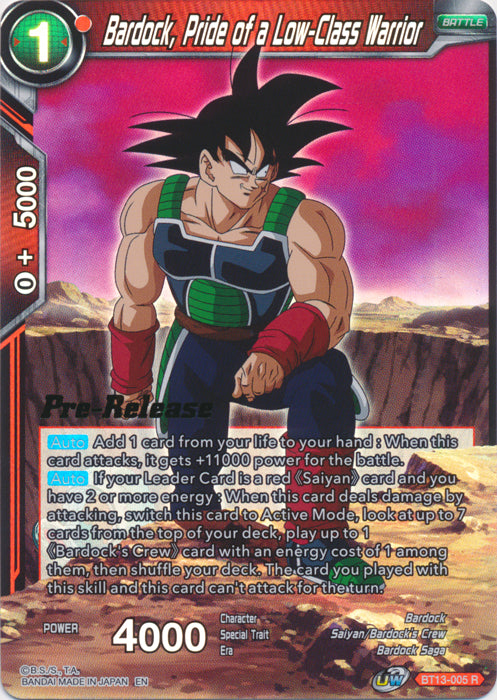 Bardock, Pride of a Low-Class Warrior (BT13-005) [Supreme Rivalry Prerelease Promos] Online now