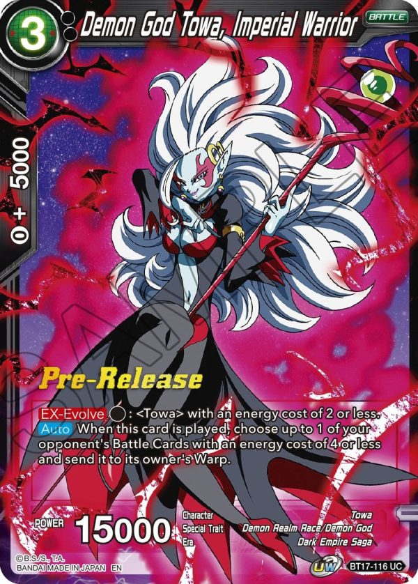 Demon God Towa, Imperial Warrior (BT17-116) [Ultimate Squad Prerelease Promos] For Discount