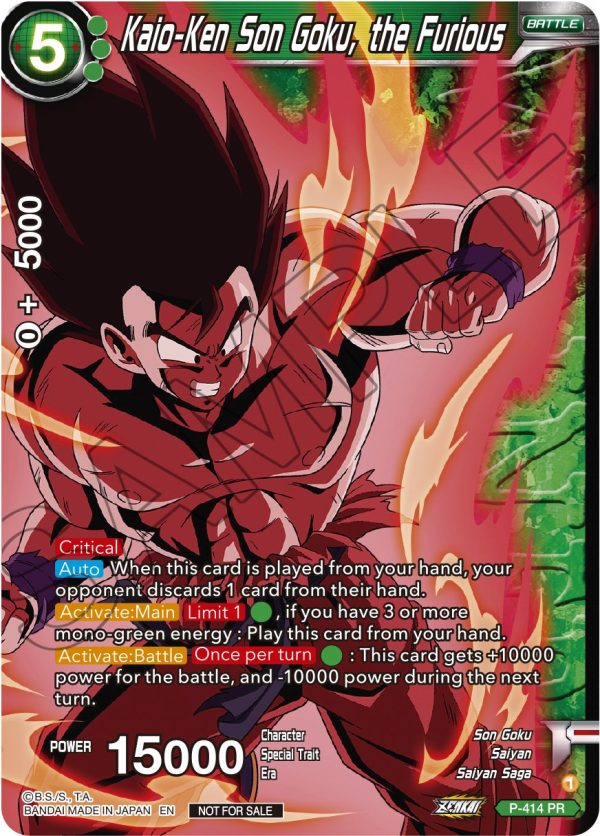 Kaio-Ken Son Goku, the Furious (Zenkai Series Tournament Pack Vol.1 Winner) (P-414) [Tournament Promotion Cards] Online Sale