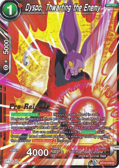 Dyspo, Thwarting the Enemy (BT14-019) [Cross Spirits Prerelease Promos] Discount