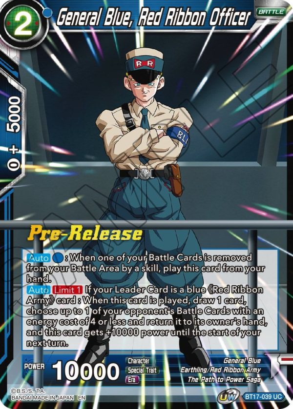 General Blue, Red Ribbon Officer (BT17-039) [Ultimate Squad Prerelease Promos] For Sale