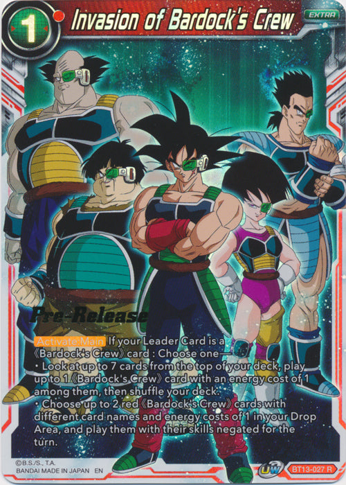 Invasion of Bardock s Crew (BT13-027) [Supreme Rivalry Prerelease Promos] Supply