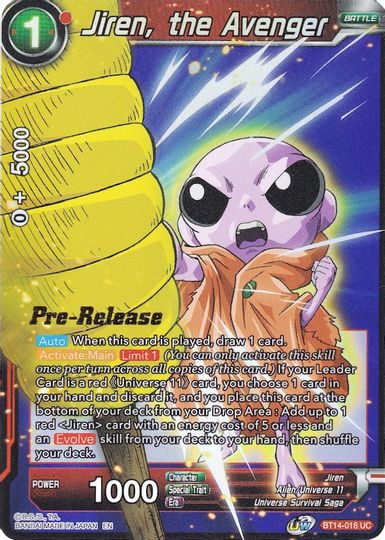 Jiren, the Avenger (BT14-018) [Cross Spirits Prerelease Promos] For Discount